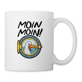 Moin Moin Möwe Anker Ostsee Nordsee Schiffsluke - Tasse - Weiß - Rechts