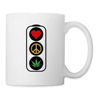 Feu de signalisation Coeur Paix Weed Love Paix Cannabis Love - Mug blanc - blanc - Droite