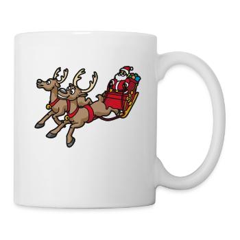 Santa Claus with reindeer and sleigh - Mug - white - Right