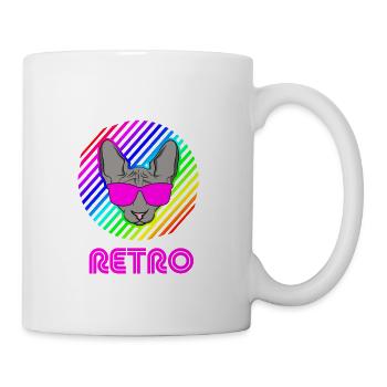 Chat rétro chat des années 90 - Mug blanc - blanc - Droite