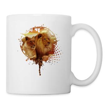 Lion Family Lioness Portrait Paint Design - Mug - white - Right