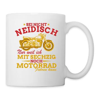 Motorrad Shirt • Neidisch Motorradfahrer Geschenk - Tasse - Weiß - Rechts