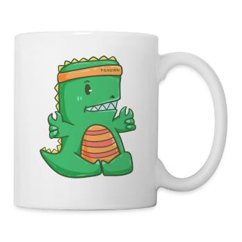 Cadeau de sport de dinosaure yoga de méditation T-Rex - Mug blanc - blanc - Droite