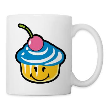Smiley Kawaii Cupcake - Tasse - Weiß - Rechts