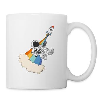 Astronaut rock n roll space rocket guitar - Mug - white - Right
