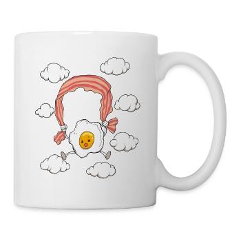 Luft Frühstück Himmel Eier Speck Spiegelei Früh Ei - Tasse - Weiß - Rechts
