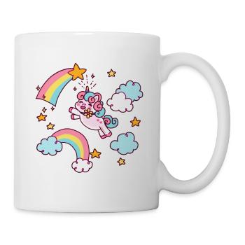 Einhorn Unicorn Regenbogen Sternschnuppe Geschenk - Tasse - Weiß - Rechts