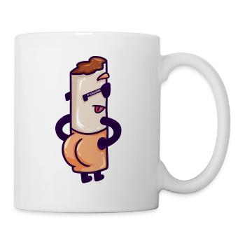 Zigarette Rauchen Kippe Feuer Sucht Comic Geschenk - Tasse - Weiß - Rechts