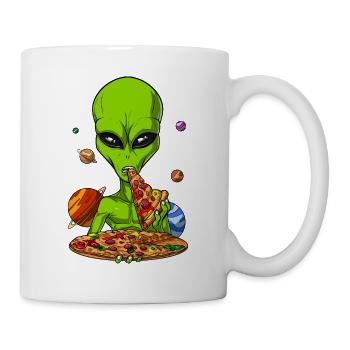 Space Alien Eating Pizza - Mug - white - Right