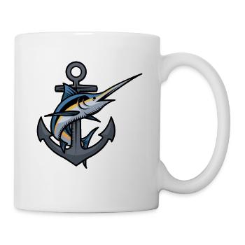 Schwertfisch Raubfisch Fische Anker Designs Moin - Tasse - Weiß - Rechts