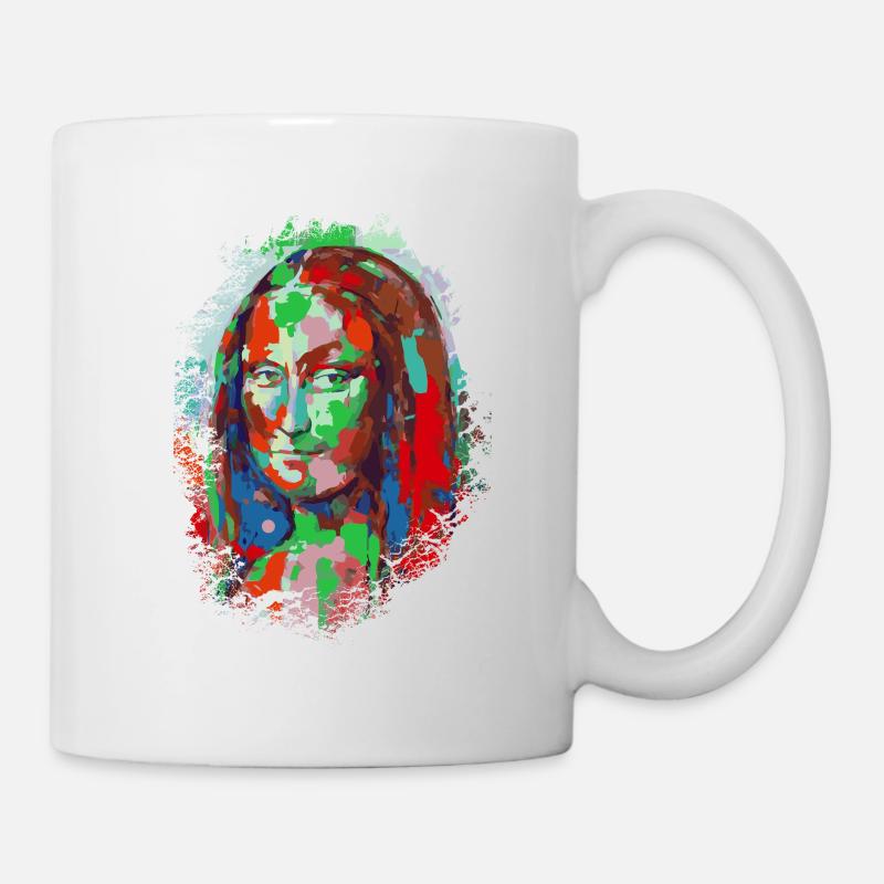 Poppiges Mona Lisa Design Leonardo da Vinci - Tasse - Weiß