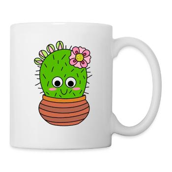 Cactus Chunky Avec Fleur Rose Et Bourgeons - Mug blanc - blanc - Droite
