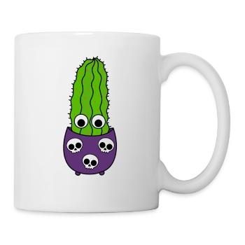 Tall Cactus In Halloween Skull Pot - Mug - white - Right