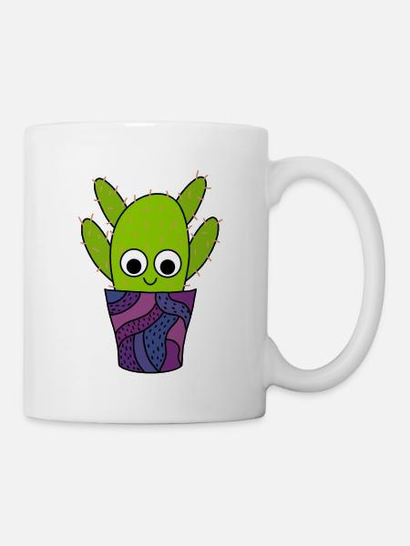 Cactus épineux en poterie mignonne - Mug blanc - blanc