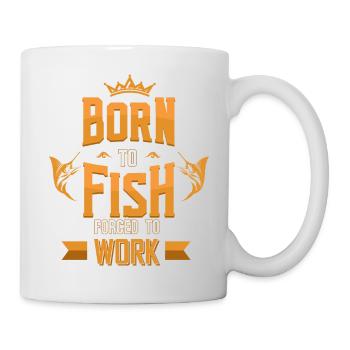 Né pour pêcher le cadeau du travail forcé - Mug blanc - blanc - Droite