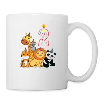 Dessin animé animaux 2 anniversaire pour les enfants - Mug blanc - blanc - Droite