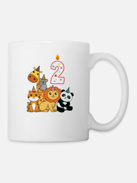 Cartoon Geburtstags Tiere 2 Geburtstag für Kids - Tasse - Weiß