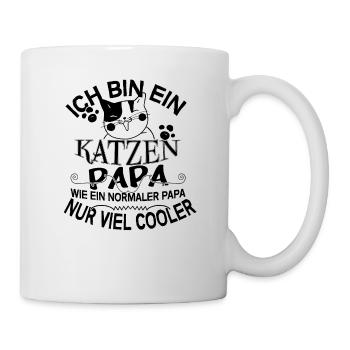 Katze – Shirt Katzenpapa Lieblingstier Geschenk - Tasse - Weiß - Rechts