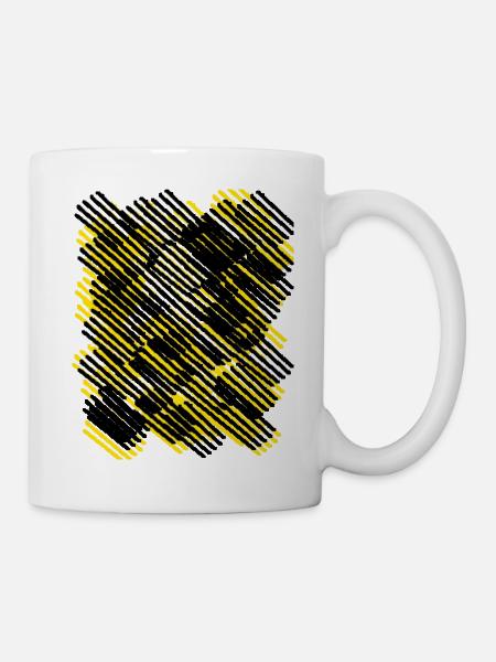 Schwarz Gelbe Streifen - Tasse - Weiß