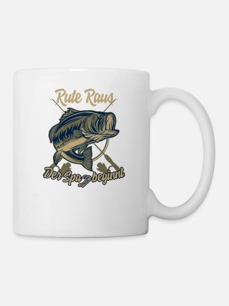 Angler T-shirts Hecht und Karpfen angeln Fisch - Tasse - Weiß