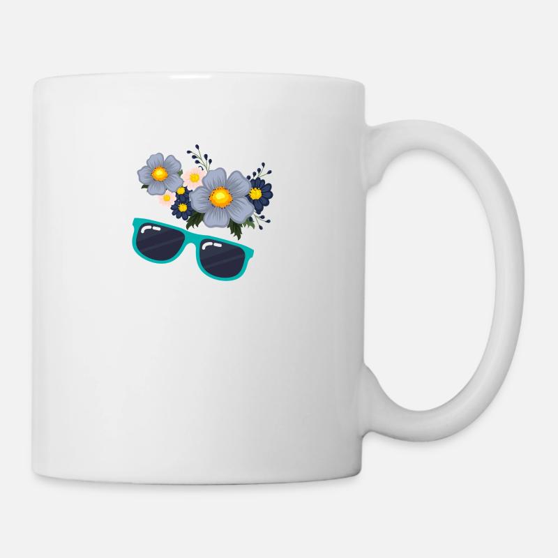 Cadeau d'agriculture animale de chèvre · Couronne florale - Mug blanc - blanc