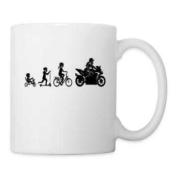 Bikerin Evolution Supersportler Motorradfahrerin - Tasse - Weiß - Rechts
