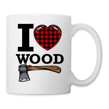 I Love Wood Cool Statement Lumberjack Gift - Mug - white - Right