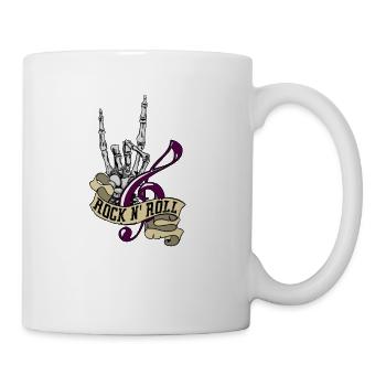 Rock and Roll mit Skelett und Note Geschenkidee - Tasse - Weiß - Rechts