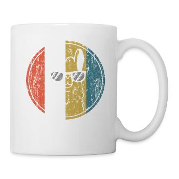 Llama Alpaca avec lunettes de soleil - Vintage Retro - Mug blanc - blanc - Droite