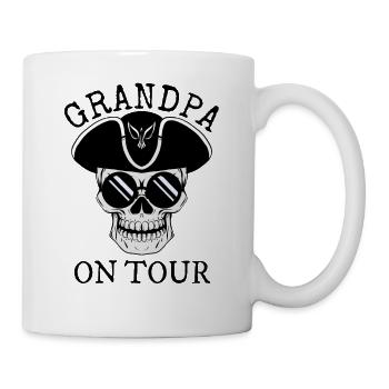 Grandpa grandfather pensioner on tour traveling - Mug - white - Right