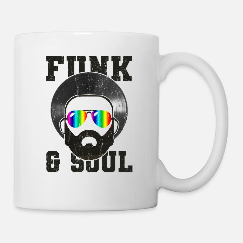 Funk and Soul Afro Disque Vinyle Cool Rétro - Mug blanc - blanc