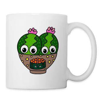 Cute Cacti In Fish Egg Sushi Bowl - Tasse - Weiß - Rechts