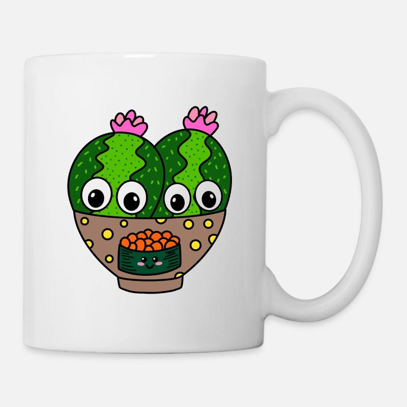 Cute Cacti In Fish Egg Sushi Bowl - Mug blanc - blanc