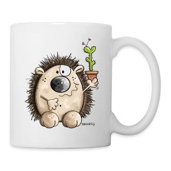 Igel mit Kaktus - Tasse - Weiß - Rechts