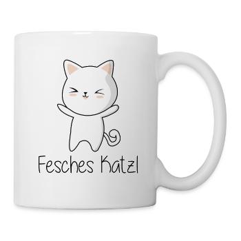 Fesches Katzerl Geschenk - Tasse - Weiß - Rechts