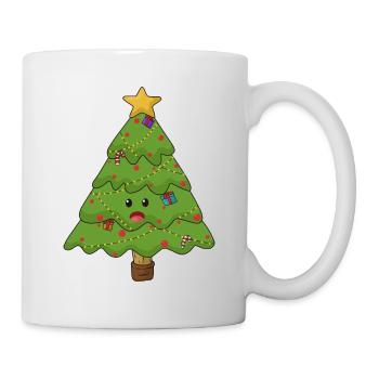 Arbre de Noël amusant avec cadeau star-deco - Mug blanc - blanc - Droite