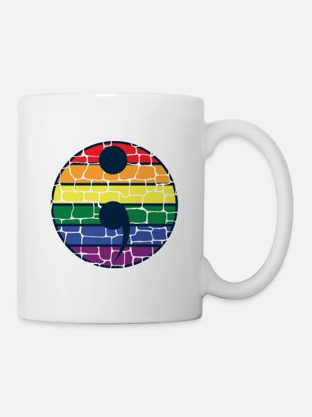 LGBT Regenbogen Semikolon Gaypride Gender Geschenk - Tasse - Weiß