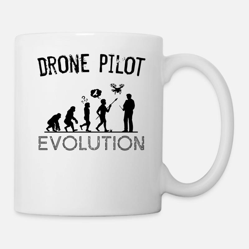 Drone Pilot Evolution Silhouette Drohnen Geschenk - Tasse - Weiß