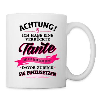 Achtung! verrückte Tante Verwandte Familie Kind - Tasse - Weiß - Rechts