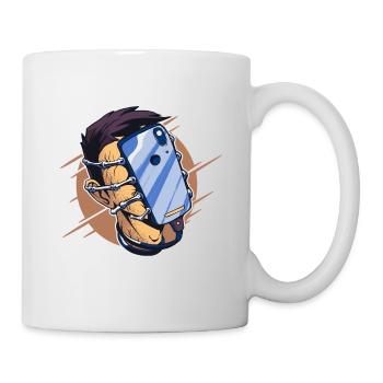 Le téléphone portable est coincé au visage. Anti téléphone portable! - Mug blanc - blanc - Droite