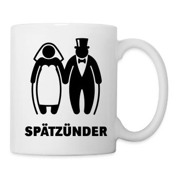 Spätzünder (Älteres Brautpaar / Hochzeit) - Tasse - Weiß - Rechts