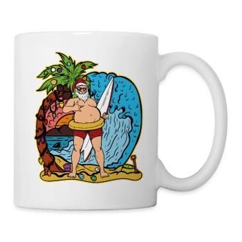 Surfer Weihnachtsmann Weihnachten Urlaub Geschenk - Tasse - Weiß - Rechts