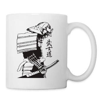 Samurai Krieger Washed, Retro - Tasse - Weiß - Rechts