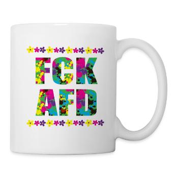 fuck afd blumen - Tasse - Weiß - Rechts