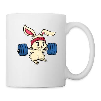Brioches de lapin en acier avec haltère sur l'exercice - Mug blanc - blanc - Droite