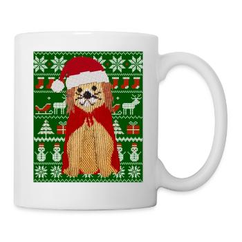 Gestrickter Hund als Weihnachtsmann Ugly Christmas - Tasse - Weiß - Rechts