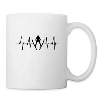 Herzschlag Skispringer EKG Skisprung Herz Geschenk - Tasse - Weiß - Rechts