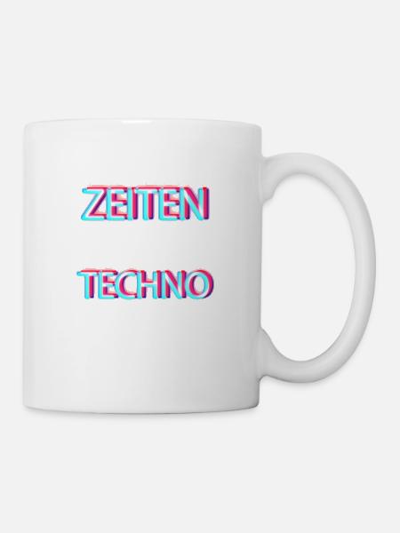 Harte Zeiten erfordern harten Techno Rave Beat - Tasse - Weiß