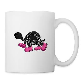 Turtle with pink shoes - Mug - white - Right