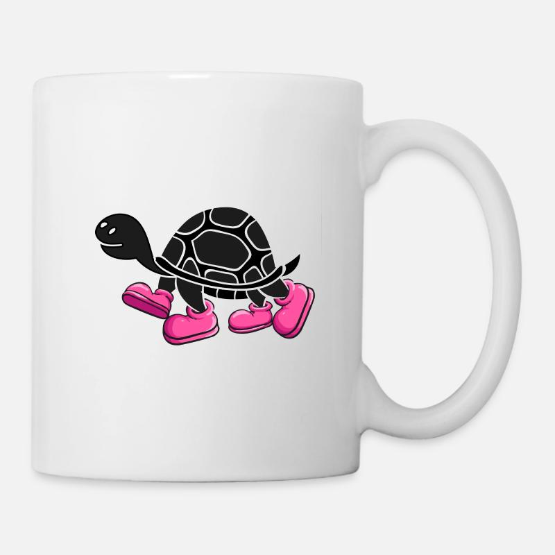 Tortue avec des chaussures roses - Mug blanc - blanc